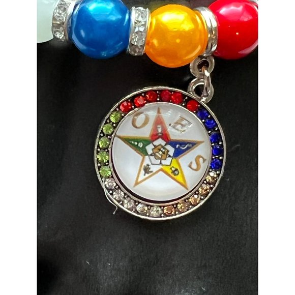 Eastern Star Beaded Elastic Bling Charm Bracelet - Picture 5 of 11